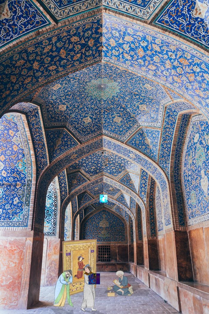 می: پیکرههای نگارگری صفوی در راهروی کاشیکاریشده / May, figures from Safavid painting in a tiled corridor
